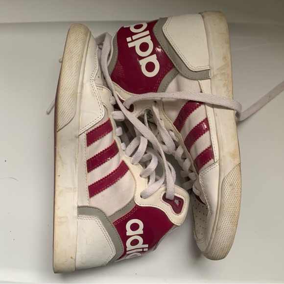 adidas Shoes - AS IS Red and White Tristripe Adidas High Top Sneakers